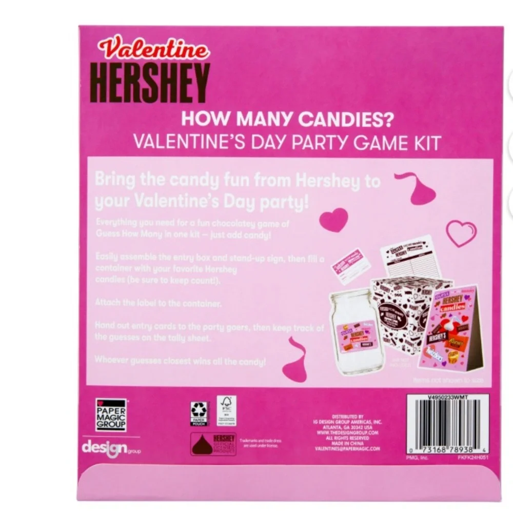 Valentine's Day Candy Party Game Kit - Hershey Kiss Guess Game, Valentine's Day